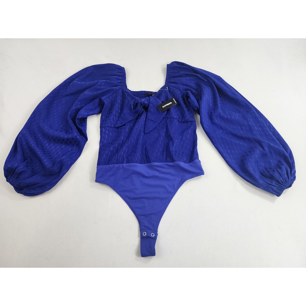 Express blouse bodysuit womens S blue 08658025 31041324 stretch $70 ladies